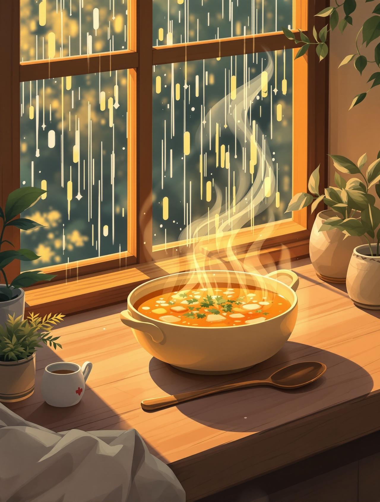 韩国短剧 - 雨天一碗汤 - 深夜疗愈动漫短剧封面
